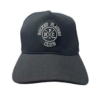 Hockey Players Club Mesh Trucker Strapback Hat Cap Dad Patch Logo Black Retro
